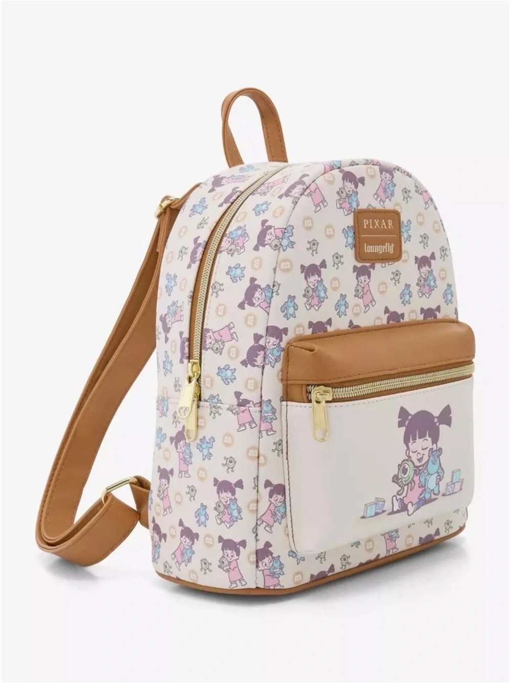 Loungefly PIXAR Boo Mini Backpack in Cream, Tan, Pink and Purple